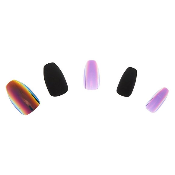 NEW Matte Chrome Coffin Faux Nail Set, 24 Pack - Picture 4 of 5